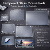 Tapis de souris professionnel photovoltaïque en aluminosilicate sur mesure, grand format, ultra-lisse, en verre trempé, avec logo personnalisé