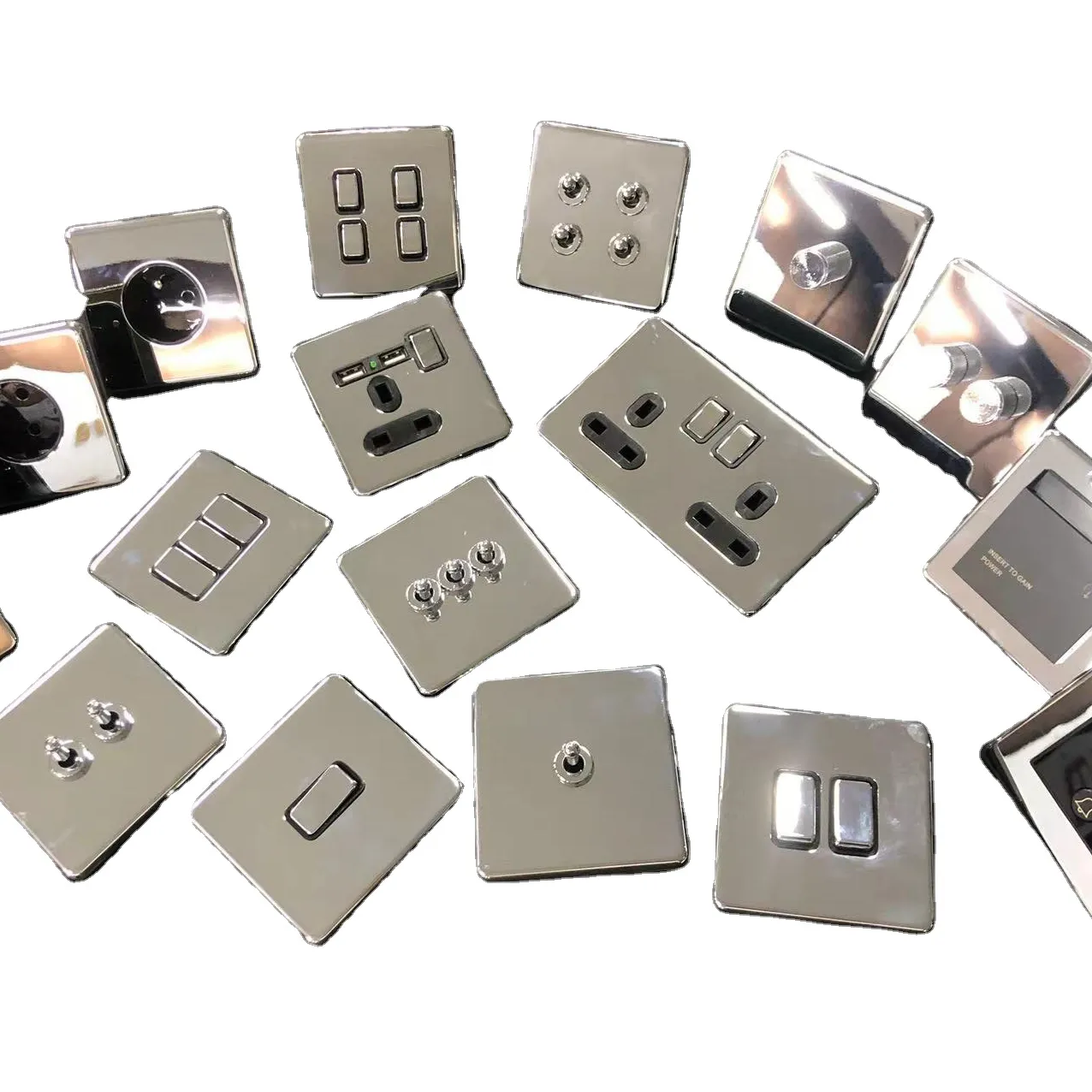 Uk Electrical Stainless Steel Wall Switch Socket Outlet Human Sensor Multifunctional Switch And Socket