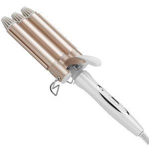 Fer à boucler triple barillet électrique avec écran LED, réglages de chaleur ajustables pour cheveux secs, style vague d'eau - Product Image 4
