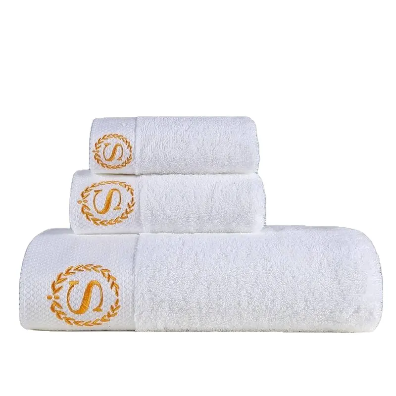 Set di asciugamani con logo personalizzato bagno 100otton cotone accappatoio hotel di lusso