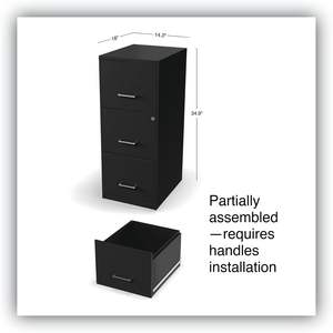 Alera Soho Vertical <b>File</b> Cabinet 3 Drawers Black <b>File</b>/<b>File</b>/<b>File</b> Letter 14\" X 18\" X 34.9\" - Product Image 2