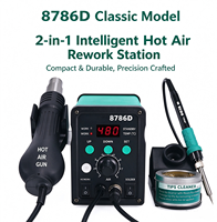 Station de Retravail à Air Chaud 8786D et Fer à Souder Combo 110V Alimenté par Batterie pour Réparation de Téléphones Mobiles avec Affichage Numérique 862B