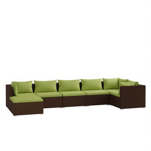 Ensemble de salon de jardin en rotin brun 6 places, mobilier d'extérieur au design contemporain, résistant aux intempéries, ensemble de canapés de patio - Product Image 1