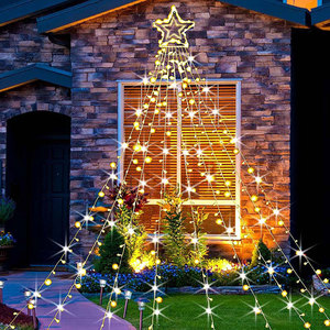 Luz LED de <span class=keywords><strong>cascada</strong></span> para árbol de Navidad, guirnalda de luces LED de estrellas que cambian de color blanco cálido y colorido, 350 LEDs - Product Image 5