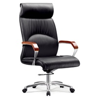 Fauteuil de bureau exécutif ergonomique en cuir véritable de luxe, pivotant, à dossier haut, minimaliste et réglable, pour la maison, le bureau et l'hôtel (vente en gros)