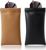 Pochette pour lunettes de soleil en cuir PU avec logo personnalisé étui à lunettes portable et souple de haute qualité avec rangement à ressort pour lunettes porte-pochette
