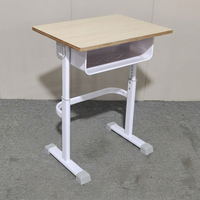 Ensemble bureau et tabouret pour étudiant, structure en bois et métal, table d'étude scolaire avec plateau de rangement, hauteur réglable