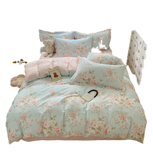 Luxury Quality Floral Cotton Bedding <b>Set</b> Soft Printed <b>Bed</b> <b>Sheet</b> Pillowcase <b>Set</b> <b>King</b>/Queen <b>Size</b> Breathable Eco-Friendly Durable - Product Image 1