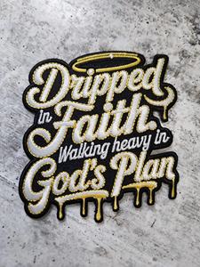 Parches Personalizados con la Frase 'Faith God's Plan', Estilo Urbano, Bordados, Termoadhesivos, Religiosos, para Sudaderas y Chaquetas - Product Image 1