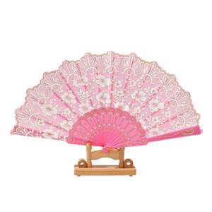 Éventail pliable floral en gros pour femmes, cadeaux personnalisés pour mariage, design en dentelle colorée, artisanat en plastique pliable - Product Image 1