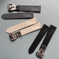 Bracelet de montre en caoutchouc respirant sans boucle 20mm/21mm avec fermoir déployant, bracelet de remplacement pour montres de plongée