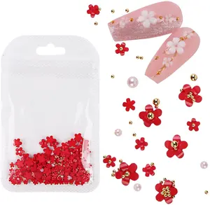 Fleurs 3d pour décoration des ongles, en résine acrylique, Style pur, fait à la main, pour fille, 1 boîte