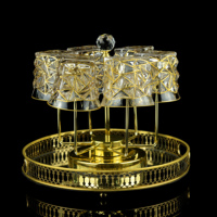 Verre à whisky en cristal sans plomb de qualité supérieure 300 ml, bord doré, 365 g, lourd, à facettes géométriques, bouche large 97 mm, style ancien