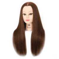 Tête de mannequin professionnelle de 24 pouces en cheveux humains 100% pour la formation des étudiants en cosmétologie, la coupe, le tressage, le coiffage