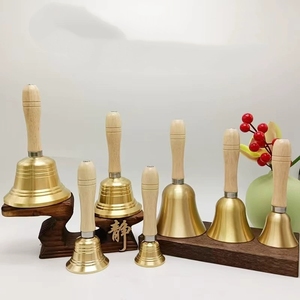 Wholesale Multiple Sizes Brass Hand Bell Wood Handle Service Call Bells Meditation Prayer Altar Handbell For School Supplies - Product Image 4