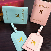 Ensemble de protège-passeport et d'étiquettes à bagages avec logo personnalisé, étiquettes à bagages imprimées par sublimation, étiquettes à bagages vierges