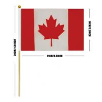 Drapeau du Canada à agiter à la main avec manche en bois, 14x21cm, vente en gros, promotion mondiale