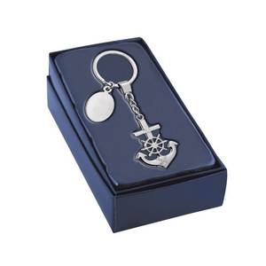 Porte-clés en métal personnalisé avec ancre et roue, logo personnalisé - Product Image 2