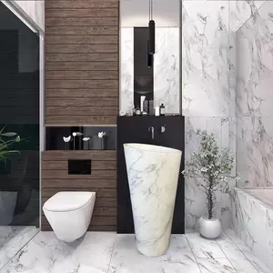 oem现代设计自由站立独立式天然哑光设计师大理石石材洗手盆