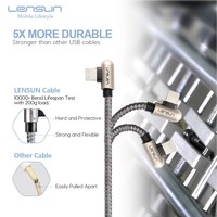LENSUN kabel Data mikro Tipe C logam, kabel pengisian daya Cepat USB C logam untuk iOS Tipe C