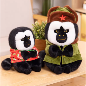 Peluche Saite White Mian Monkey, bambola simpatica a forma di piccola scimmia, cuscino, regalo di compleanno per bambine e bambini - Product Image 1