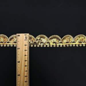 Pizzo con Paillettes e Filo Dorato in Stile Etnico, Ricamo Floreale Idrosolubile, Accessori per Abbigliamento, Bordo per Gonna Lolita, Decorazione per Abiti - Product Image 6