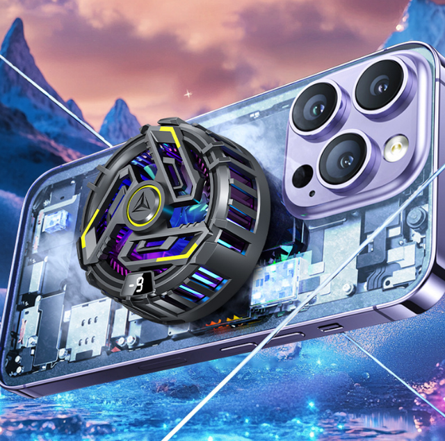 Lulin RGB Ice Magnetic Gaming Cooling Fan Cell Phone Cooler with Type C and LCD Display Mobile Phone Holder