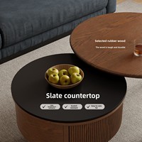 Table basse en bois massif avec plateau en pierre, design moderne et minimaliste pour salon, usage domestique, petits appartements, modèle CJ094