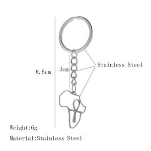 Carte africaine porte-clés pour hommes en acier inoxydable pendentif creux Afrique du <span class=keywords><strong>Sud</strong></span> clé de voiture comme cadeau d'anniversaire - Product Image 4