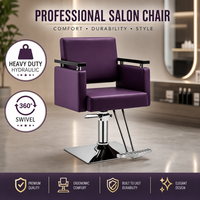 Kursi Salon Hidrolik Ungu Mewah Profesional Kulit PU Kursi Penata Rambut Barber Shop Kursi Spa Kecantikan Reclining Krom