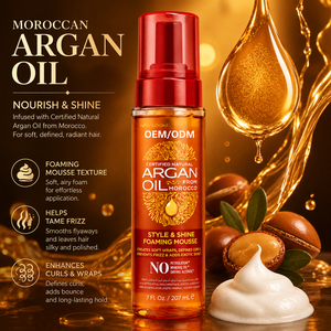 OEM ODM Argan Oil Vegan Foaming Mousse Curly Hair Frizz Control Shine Strong Hold Private Label Styling Foam - Product Image 6