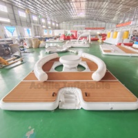Inflable flotante Sun Deck isla flotante salón fiesta ocio plataforma inflable flotante fiesta muelle con tiendas de campaña