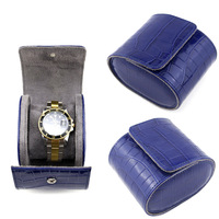 Étui de rangement portable de luxe pour montre à fente unique, en cuir PU façon crocodile avec doublure en daim, idéal pour un cadeau