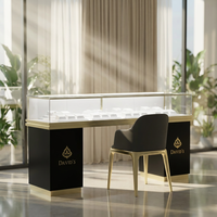 Vitrine de présentation de bijoux en verre avec éclairage LED personnalisé, design moderne, écologique, robuste, facile à nettoyer, pour l'aménagement intérieur de magasin