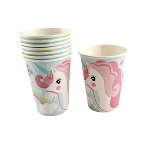 Vasos de Papel Desechables con Diseño de <span class=keywords><strong>Unicornio</strong></span>, Vasos de Fiesta con <span class=keywords><strong>Unicornio</strong></span> Arcoíris para Cumpleaños Infantiles y Baby Shower - Product Image 1
