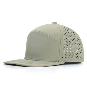Wholesale Oem Custom High Quality 7 Panel <b>Flat</b> Bill PVC Patch Logo Sport Snapback Cap Waterproof Laser Cut Hole Perforated <b>Hat</b> - Product Image 4