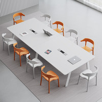 HYZ-237X Ensemble de table et de chaises de conférence en bambou moderne pour 8 personnes, design anti-basculement, résistant à la corrosion, utilisation au bureau/salle de formation