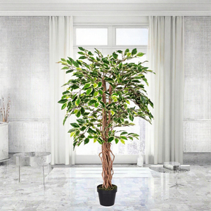 Arbre artificiel en ficus, 3-5 pieds, toucher réel, plante en pot écologique - Imperméable et persistant en vert pour mariage, remise de diplôme, Noël - Product Image 3