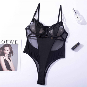 Ensemble Lingerie Sexy Transparente pour <span class=keywords><strong>Femme</strong></span>, Bodys Érotiques en Dentelle Évidée, Teddy Une Pièce - Product Image 3