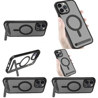 Casing Magnetik Transparan Anti Benturan untuk iPhone 15 Pro Max dengan Kickstand, 17 Air 16 14 13 12 Plus 11, Dilengkapi Holder, Dropshipping