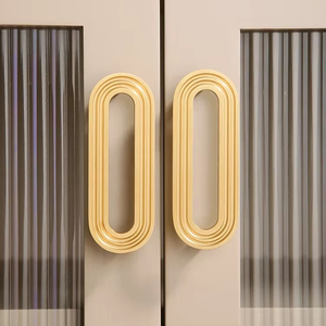 Poignées de meubles en laiton massif satiné au design moderne, boutons de porte, poignées de tiroir pour armoires de cuisine, ensemble de poignées en T en cuivre pur - Product Image 4