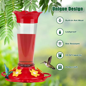 Trong suốt ngoài trời ồn ào chim trung chuyển và uống rượu với 5 cổng cho ăn kiến và ong bằng chứng treo Chim Ruồi trung chuyển - Product Image 2