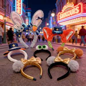 Diadema Súper Linda para Niñas - Diadema de Conejo de Zoológico con Lazo Judy <span class=keywords><strong>Nick</strong></span>, Accesorio para el Cabello, Peluche de Dibujos Animados, Juguete de Peluche - Product Image 1