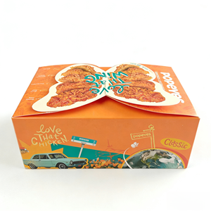 Caja de Cartón Desechable Personalizada para Llevar, para Alitas de <span class=keywords><strong>Pollo</strong></span> Fritas |   Comida Estampada con Impresión Flexográfica Estilo Popeyes - Product Image 1