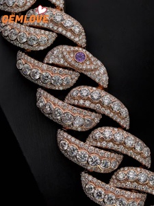 Collar de Diamantes con Baño de Oro de 18K, Estilo Hip Hop, Cadena Cubana para Hombre, Completamente Cubierta de Diamantes - Product Image 2