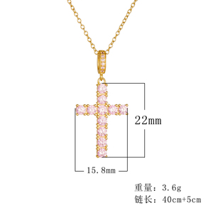 Origineel Ontwerp Roze Luxe Hiphop Kruis Hanger Ketting <span class=keywords><strong>Sterling</strong></span> Zilveren 925 Sieraden Voor Vrouwen - Product Image 6