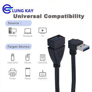Cable de Extensión USB 3.0 en Ángulo Recto de 90 Grados LUNG KAY, Macho a Hembra, Carcasa de PVC Moldeada con Blindaje Completo, Transferencia de Datos de 5 Gbps - Product Image 2
