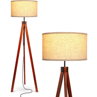 Lampe sur pied en bois de style rétro avec abat-jour en tissu LED, intensité réglable, E27, pour salon, chambre à coucher, décoration de la maison