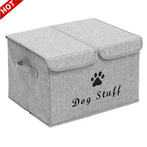 Factory Wholesale Linen Fabric Clothes Organizer Foldable Dog Storage Cubes Boxes With Cover