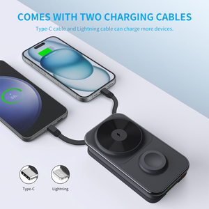 Custom Logo PD 15W 8000mah Foldable Portable Power Bank Fast Charging Black Magnetic Wireless Power Banks <strong>Built</strong> in Cable - Product Image 5